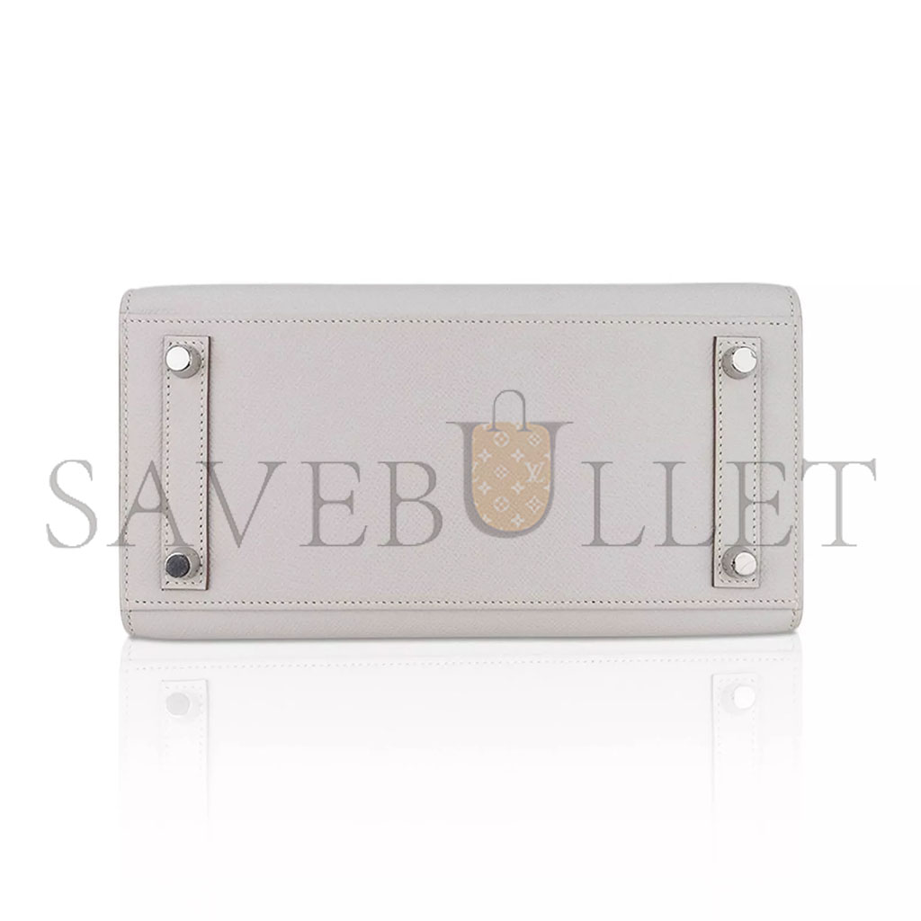 H**mes master birkin 35 epsom leather pearl grey silver buckle luxury bag 205239520901 (35*28*18cm)